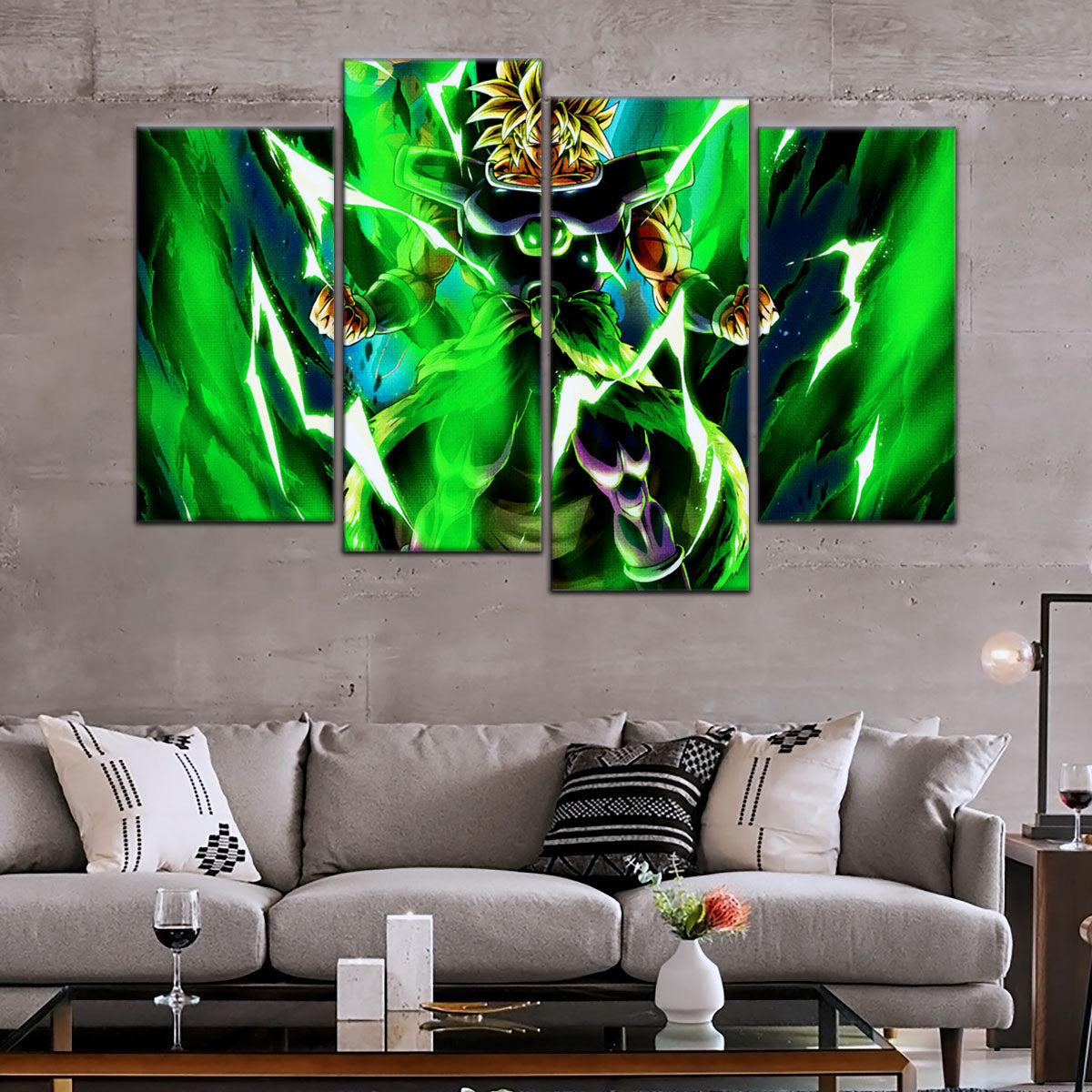 Dragon Ball Super Broly Unleashed Canvas Wall Art - 5 Piece Split Panel DBZ Anime Poster - Framed Ready to Hang Living Room Man Cave Decor - DR5021