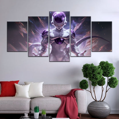 Dragon Ball Super Frieza Final Form Canvas Wall Art - 5 Piece Split Panel DBZ Anime Poster - Framed Ready to Hang Living Room Man Cave Decor - DR5026