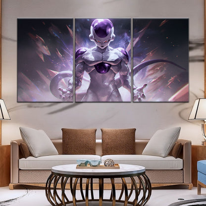 Dragon Ball Super Frieza Final Form Canvas Wall Art - 5 Piece Split Panel DBZ Anime Poster - Framed Ready to Hang Living Room Man Cave Decor - DR5026