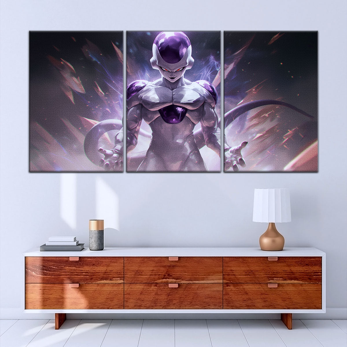 Dragon Ball Super Frieza Final Form Canvas Wall Art - 5 Piece Split Panel DBZ Anime Poster - Framed Ready to Hang Living Room Man Cave Decor - DR5026