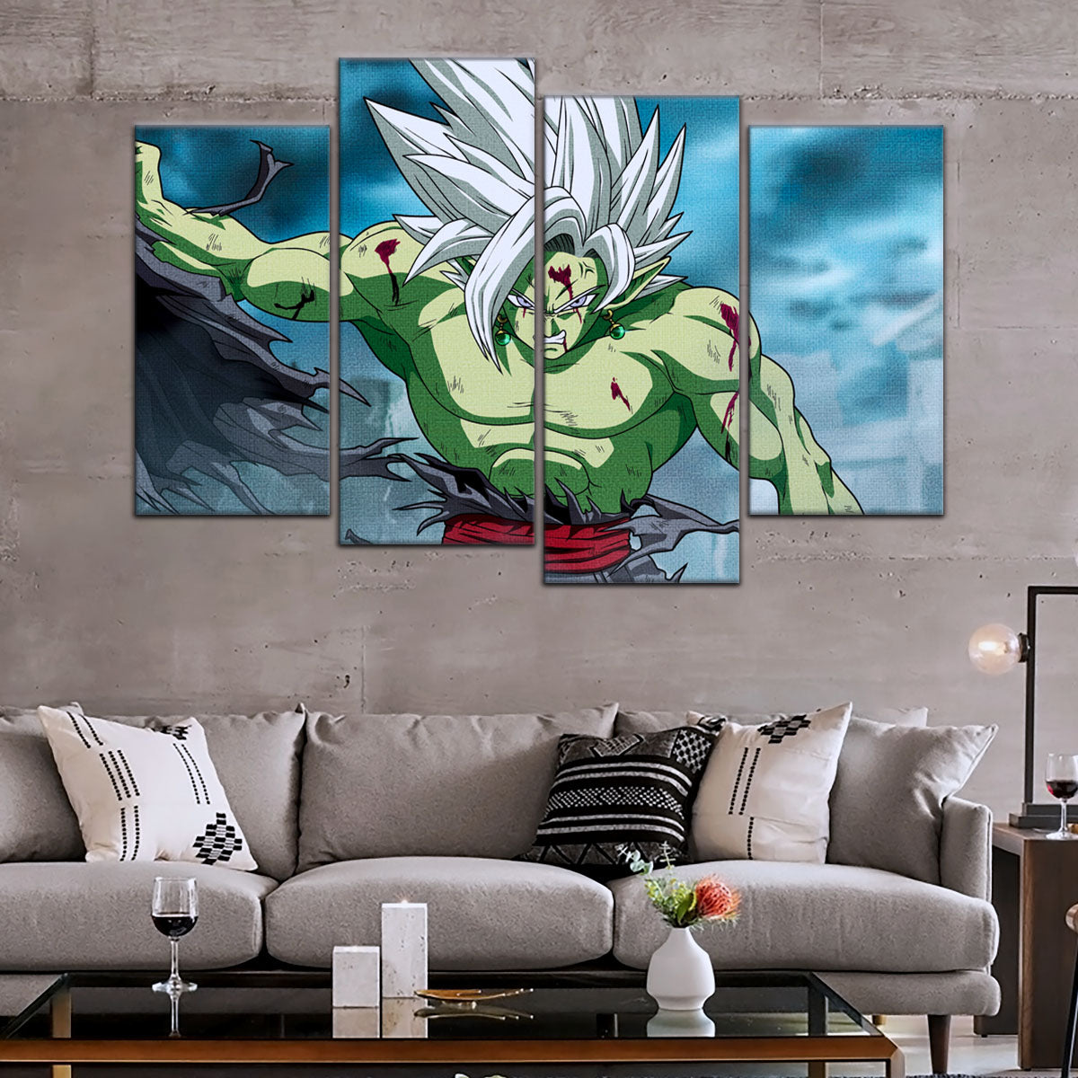Dragon Ball Super Fused Zamasu Canvas Wall Art - 5 Piece Split Panel DBZ Anime Poster - Framed Ready to Hang Living Room Man Cave Decor - DR5136