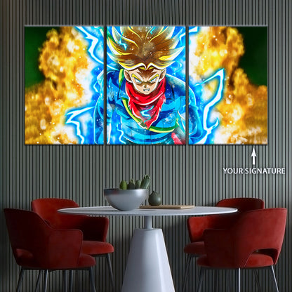 Dragon Ball Super Future Trunks Canvas Wall Art - 5 Piece Split Panel DBZ Anime Poster - Framed Ready to Hang Living Room Man Cave Decor - DR5107