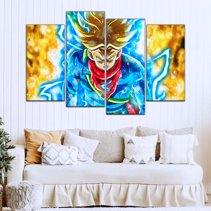 Dragon Ball Super Future Trunks Canvas Wall Art - 5 Piece Split Panel DBZ Anime Poster - Framed Ready to Hang Living Room Man Cave Decor - DR5107