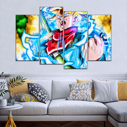 Dragon Ball Super Future Trunks Canvas Wall Art  - 5 Piece Split Panel DBZ Anime Poster - Framed Ready to Hang Living Room Man Cave Decor - DR5111