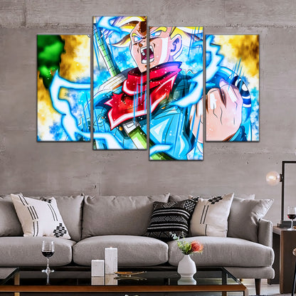 Dragon Ball Super Future Trunks Canvas Wall Art  - 5 Piece Split Panel DBZ Anime Poster - Framed Ready to Hang Living Room Man Cave Decor - DR5111