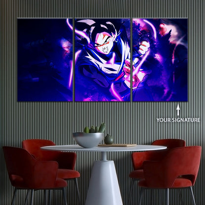 Dragon Ball Super Goku Black Canvas Wall Art - 5 Piece Split Panel DBZ Anime Poster - Framed Ready to Hang Living Room Man Cave Decor - DR5003