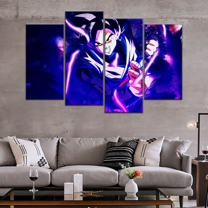 Dragon Ball Super Goku Black Canvas Wall Art - 5 Piece Split Panel DBZ Anime Poster - Framed Ready to Hang Living Room Man Cave Decor - DR5003