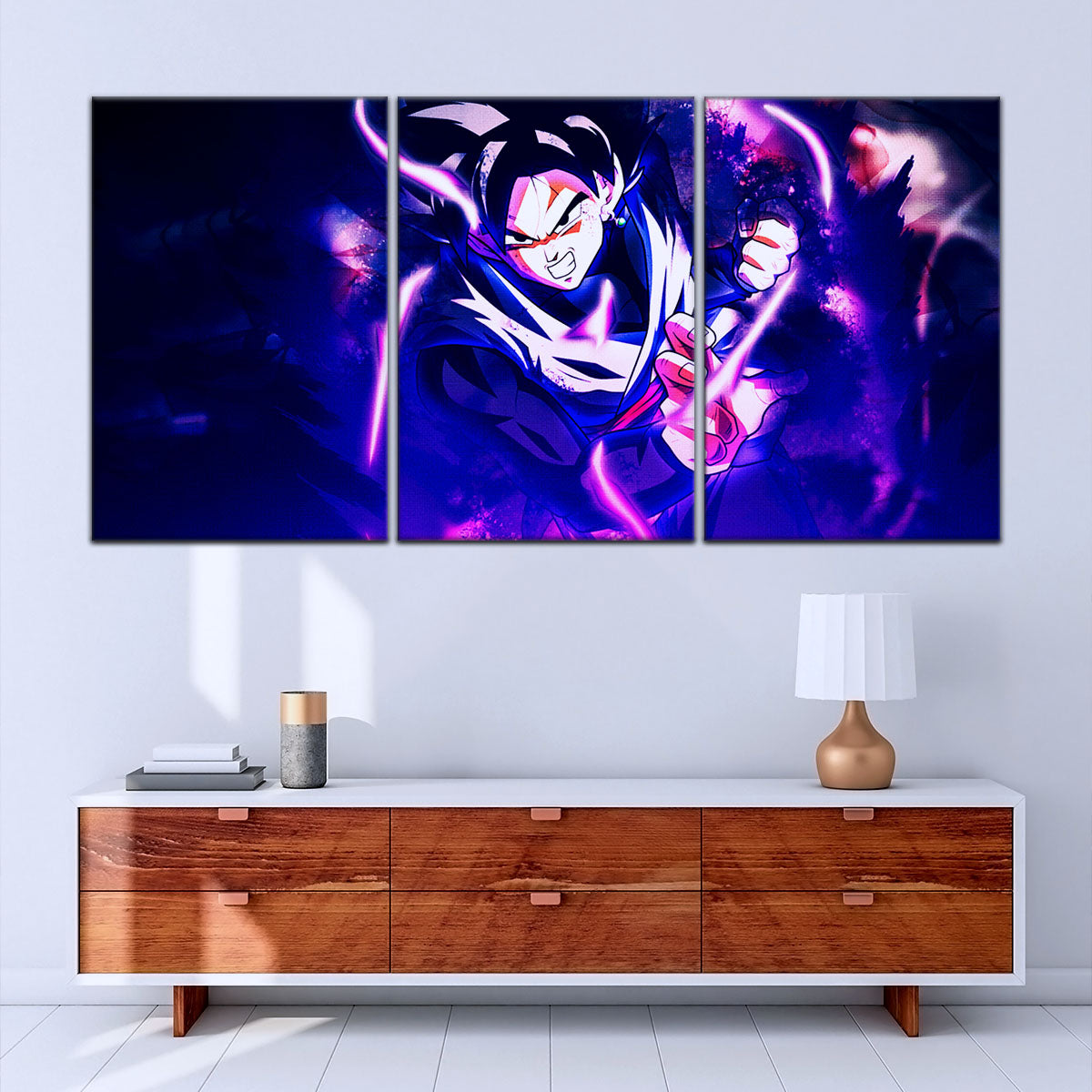 Dragon Ball Super Goku Black Canvas Wall Art - 5 Piece Split Panel DBZ Anime Poster - Framed Ready to Hang Living Room Man Cave Decor - DR5003