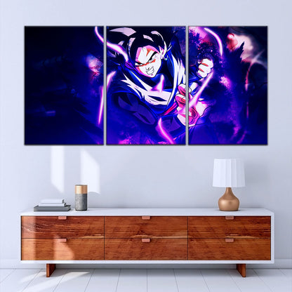 Dragon Ball Super Goku Black Canvas Wall Art - 5 Piece Split Panel DBZ Anime Poster - Framed Ready to Hang Living Room Man Cave Decor - DR5003