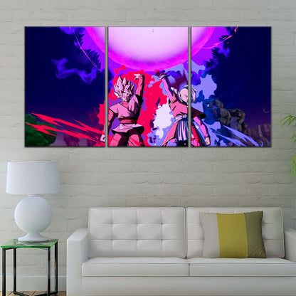 Dragon Ball Super Goku Black and Zamasu Canvas Wall Art - 5 Piece Split Panel DBZ Anime Poster - Ready to Hang Living Room Man Cave Decor - DR5135