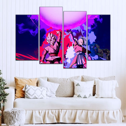 Dragon Ball Super Goku Black and Zamasu Canvas Wall Art - 5 Piece Split Panel DBZ Anime Poster - Ready to Hang Living Room Man Cave Decor - DR5135
