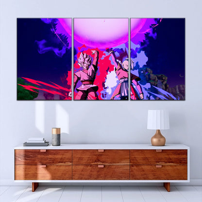 Dragon Ball Super Goku Black and Zamasu Canvas Wall Art - 5 Piece Split Panel DBZ Anime Poster - Ready to Hang Living Room Man Cave Decor - DR5135