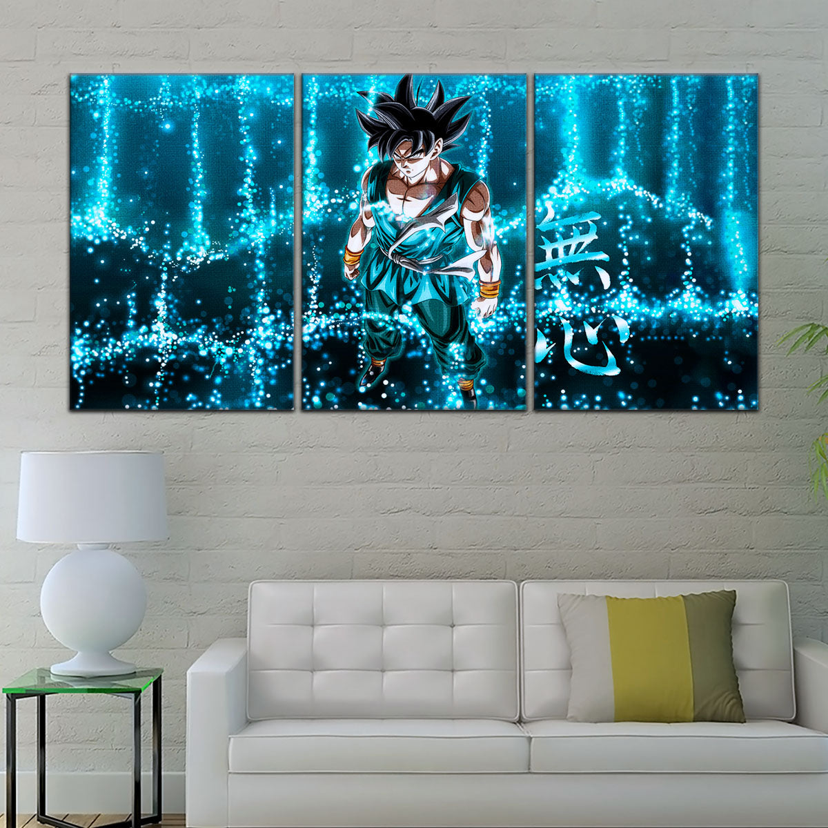 Dragon Ball Super Goku Ultra Instinct Canvas Wall Art - 5 Piece Split Panel DBZ Anime Poster - Ready to Hang Living Room Man Cave Decor - DR5034