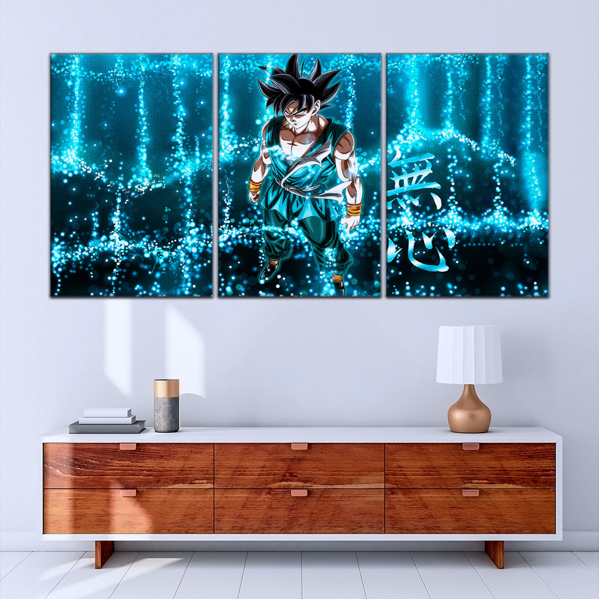 Dragon Ball Super Goku Ultra Instinct Canvas Wall Art - 5 Piece Split Panel DBZ Anime Poster - Ready to Hang Living Room Man Cave Decor - DR5034