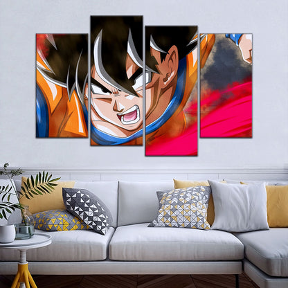 Dragon Ball Super Goku Ultra Instinct Canvas Wall Art - 5 Piece Split Panel DBZ Anime Poster - Ready to Hang Living Room Man Cave Decor - DR5036