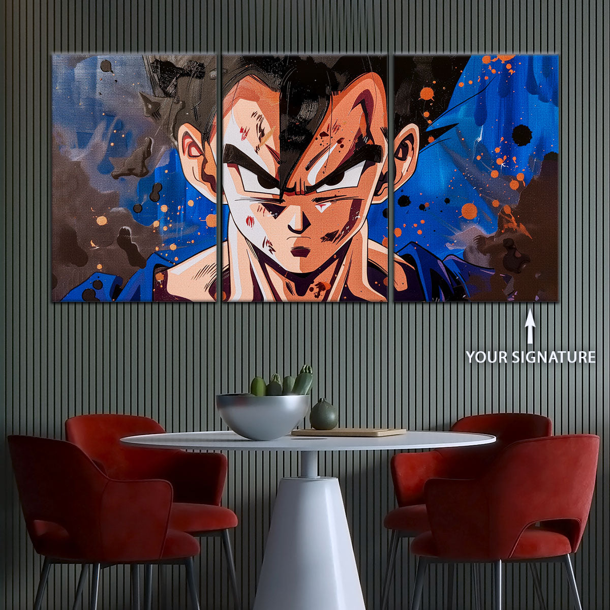 Dragon Ball Super Hero Gohan Canvas Wall Art - 5 Piece Split Panel DBZ Anime Poster - Framed Ready to Hang Living Room Man Cave Decor - DR5029