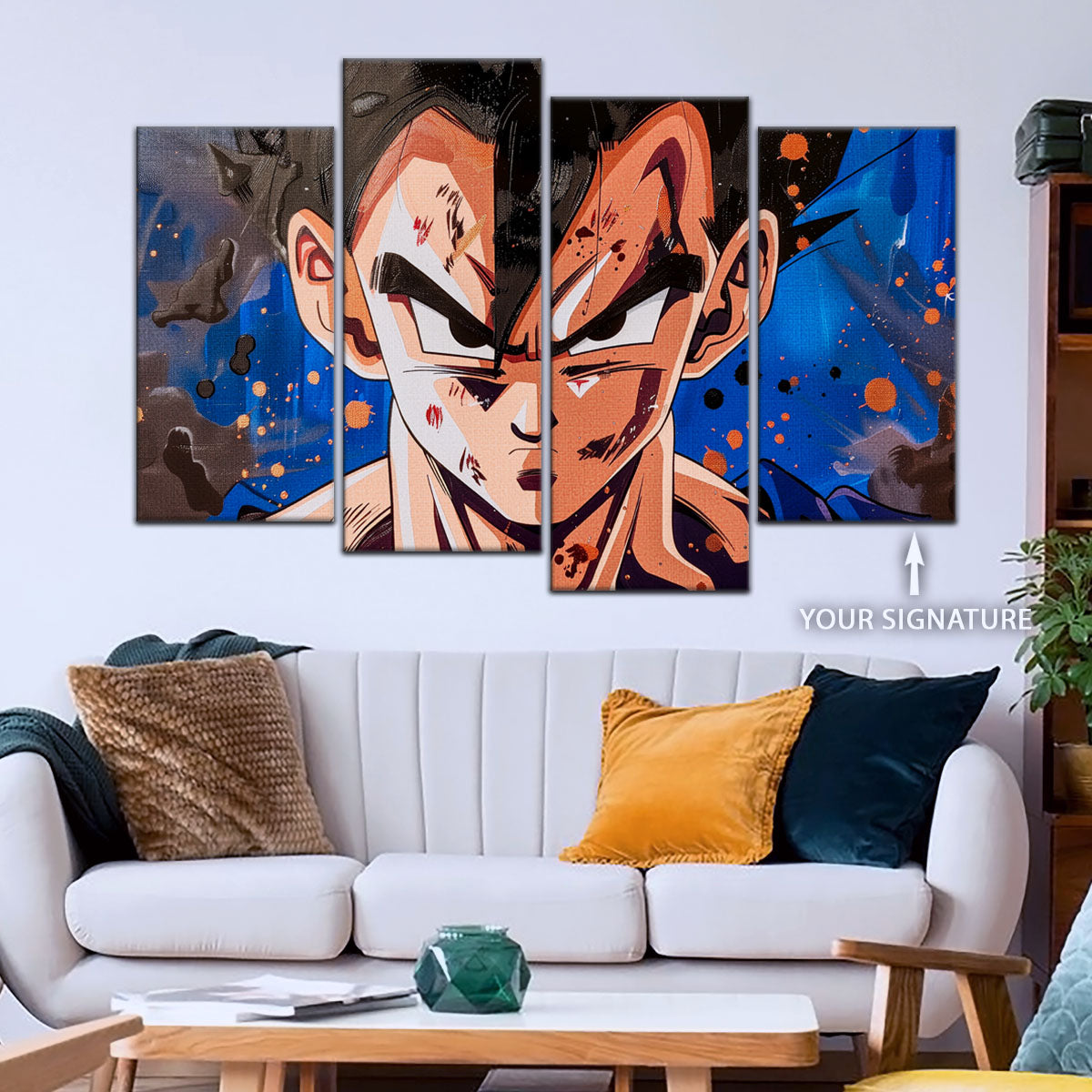 Dragon Ball Super Hero Gohan Canvas Wall Art - 5 Piece Split Panel DBZ Anime Poster - Framed Ready to Hang Living Room Man Cave Decor - DR5029