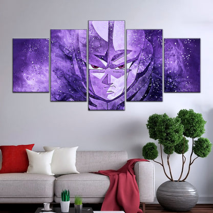 Dragon Ball Super Hit Awakens Canvas Wall Art - 5 Piece Split Panel DBZ Anime Poster - Framed Ready to Hang Living Room Man Cave Decor - DR5084