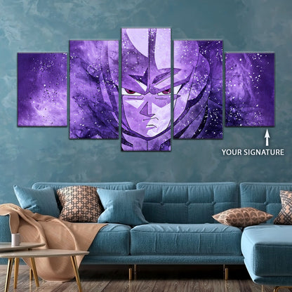 Dragon Ball Super Hit Awakens Canvas Wall Art - 5 Piece Split Panel DBZ Anime Poster - Framed Ready to Hang Living Room Man Cave Decor - DR5084