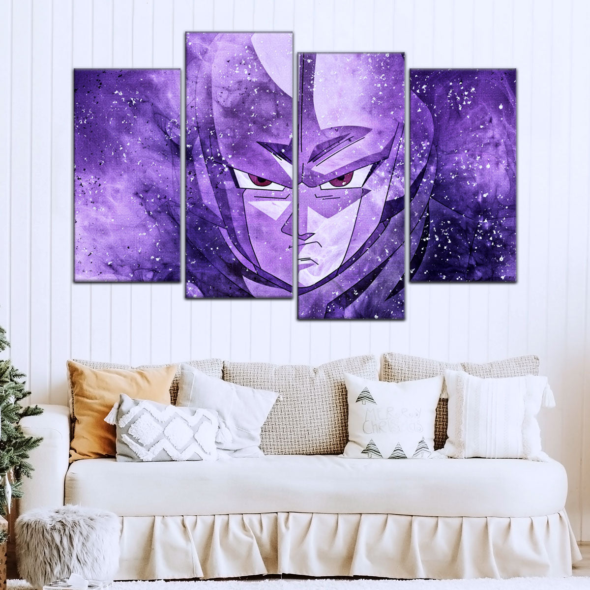 Dragon Ball Super Hit Awakens Canvas Wall Art - 5 Piece Split Panel DBZ Anime Poster - Framed Ready to Hang Living Room Man Cave Decor - DR5084