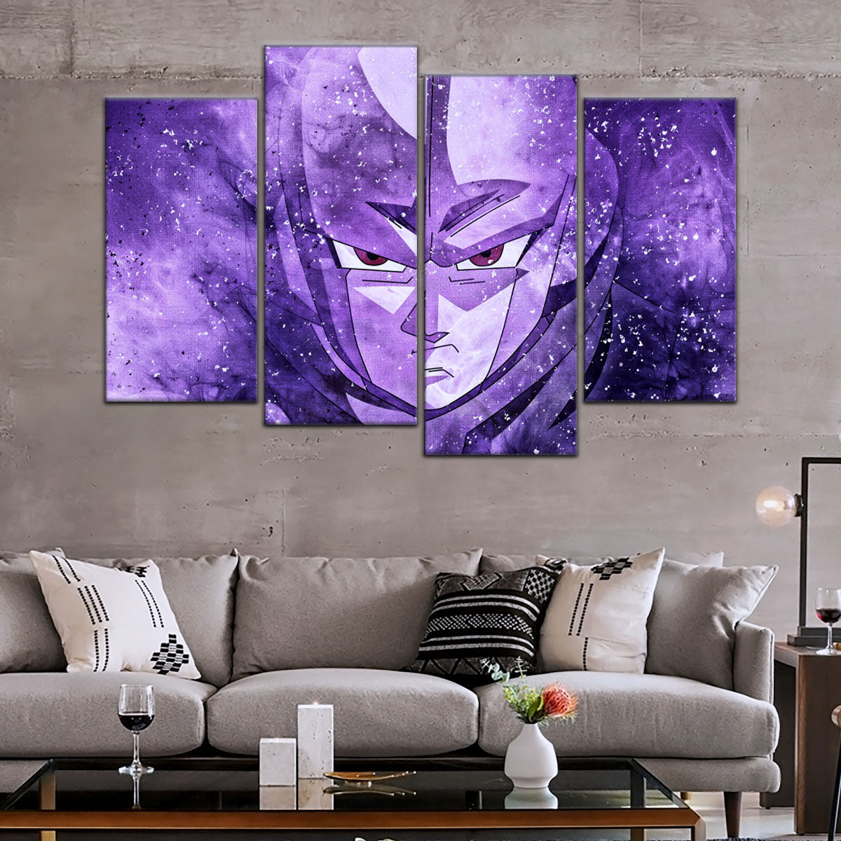 Dragon Ball Super Hit Awakens Canvas Wall Art - 5 Piece Split Panel DBZ Anime Poster - Framed Ready to Hang Living Room Man Cave Decor - DR5084