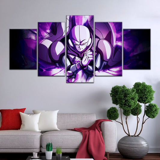 Dragon Ball Super Hit Awakens Canvas Wall Art - 5 Piece Split Panel DBZ Anime Poster - Framed Ready to Hang Living Room Man Cave Decor - DR5085