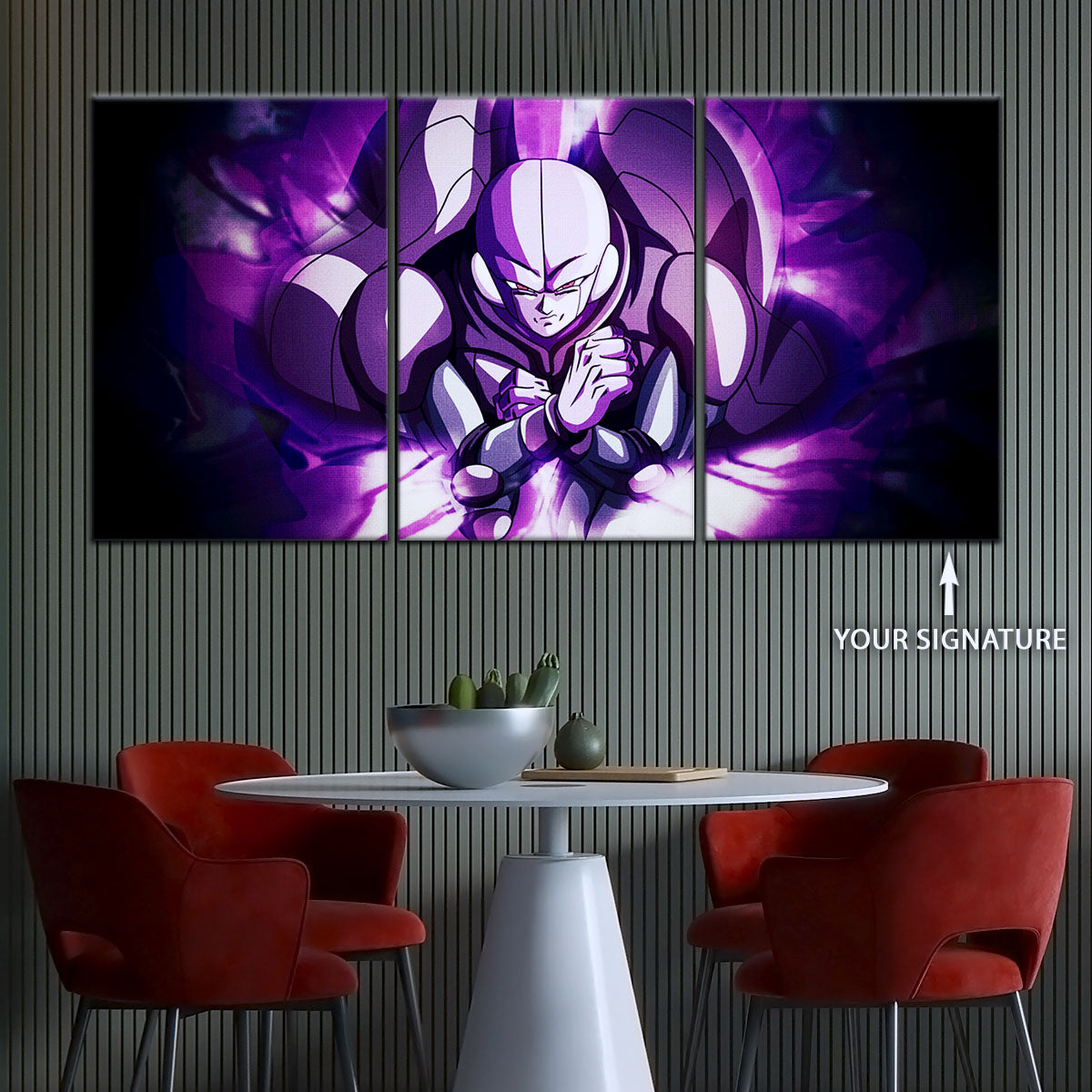 Dragon Ball Super Hit Awakens Canvas Wall Art - 5 Piece Split Panel DBZ Anime Poster - Framed Ready to Hang Living Room Man Cave Decor - DR5085