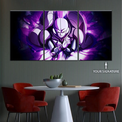 Dragon Ball Super Hit Awakens Canvas Wall Art - 5 Piece Split Panel DBZ Anime Poster - Framed Ready to Hang Living Room Man Cave Decor - DR5085