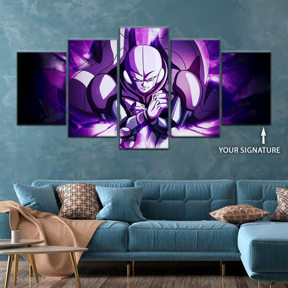 Dragon Ball Super Hit Awakens Canvas Wall Art - 5 Piece Split Panel DBZ Anime Poster - Framed Ready to Hang Living Room Man Cave Decor - DR5085