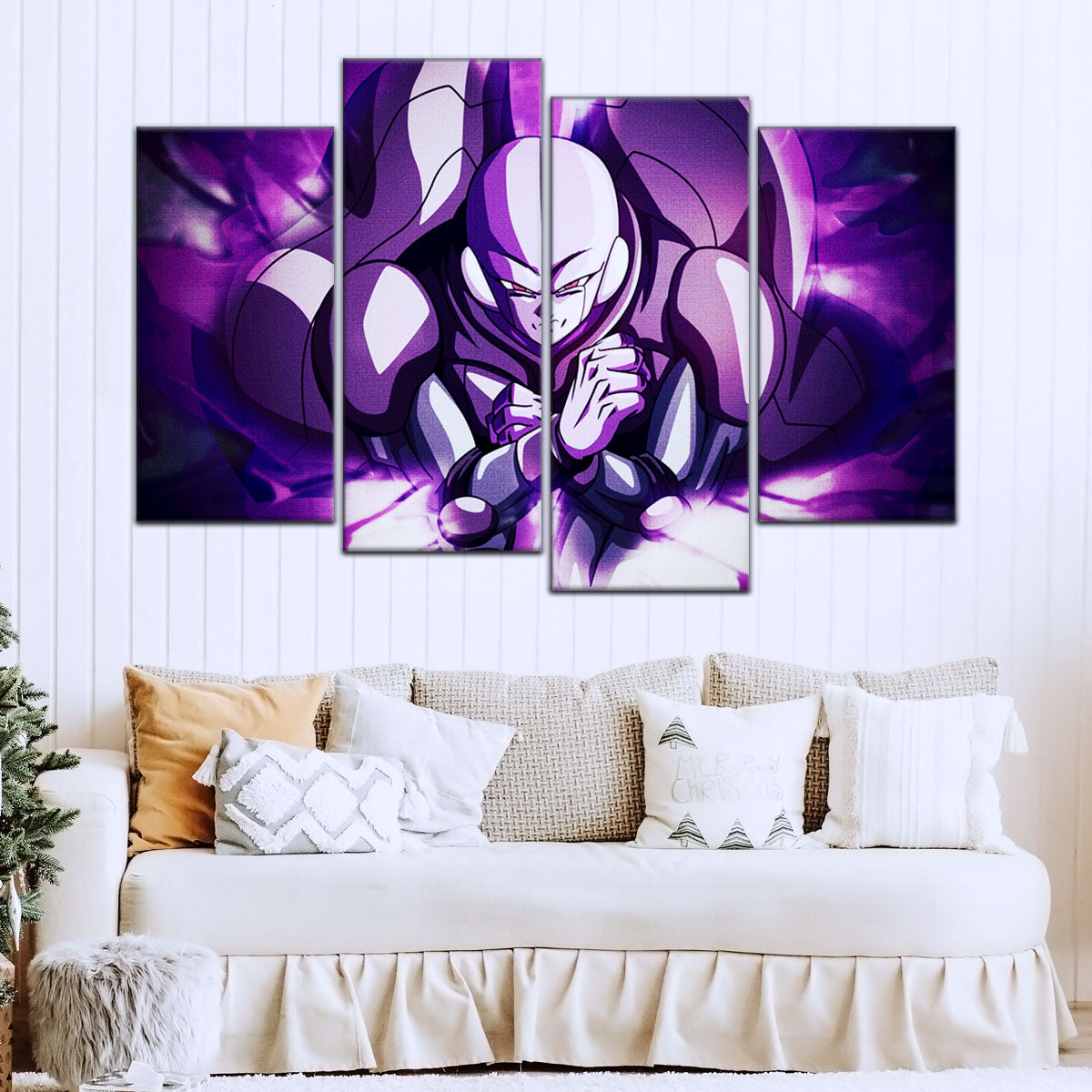 Dragon Ball Super Hit Awakens Canvas Wall Art - 5 Piece Split Panel DBZ Anime Poster - Framed Ready to Hang Living Room Man Cave Decor - DR5085