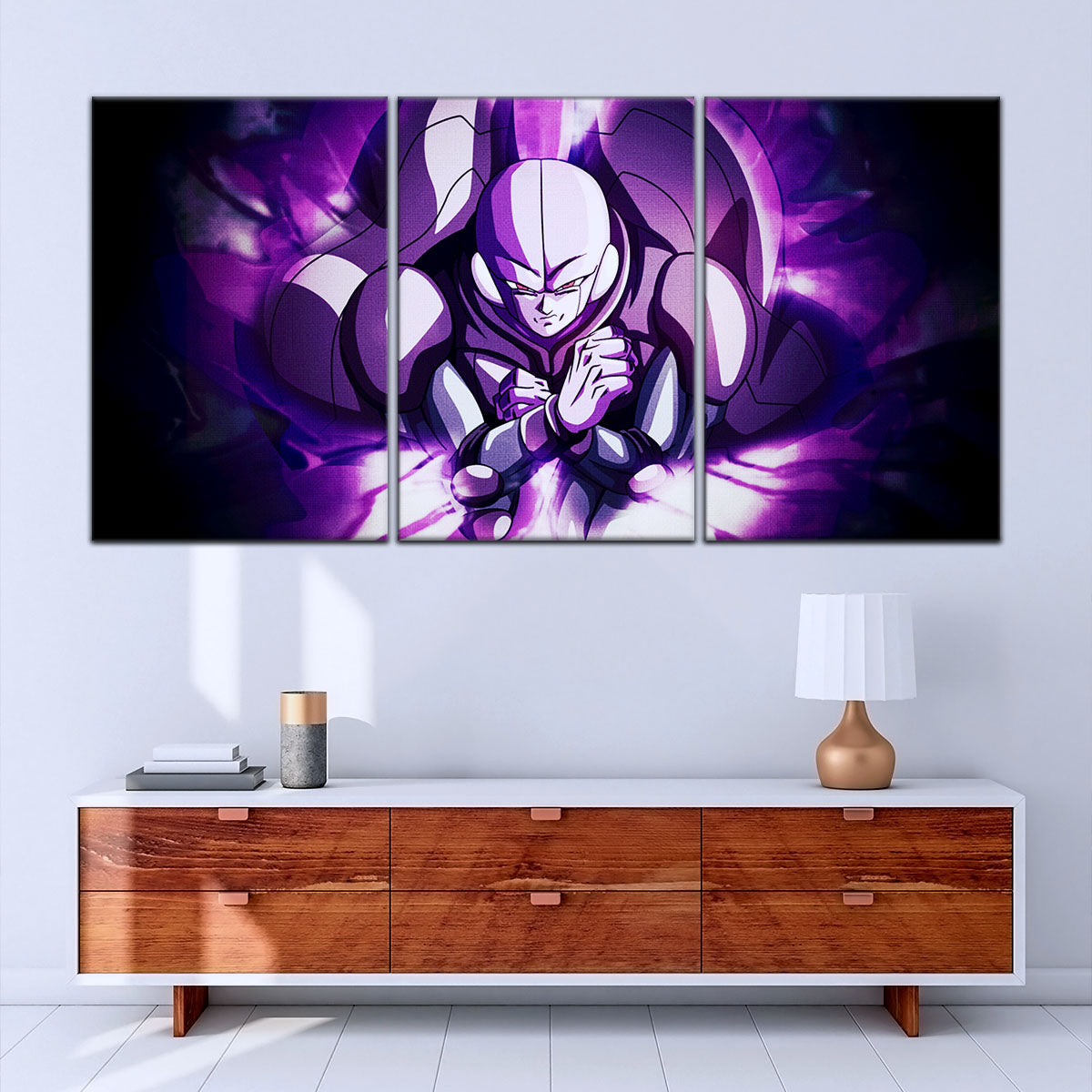 Dragon Ball Super Hit Awakens Canvas Wall Art - 5 Piece Split Panel DBZ Anime Poster - Framed Ready to Hang Living Room Man Cave Decor - DR5085