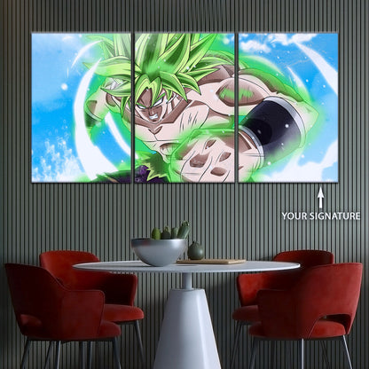 Dragon Ball Super Legendary Saiyan Broly Canvas Wall Art - 5 Piece Split Panel DBZ Anime Poster - Ready to Hang Living Room Man Cave Decor - DR5022