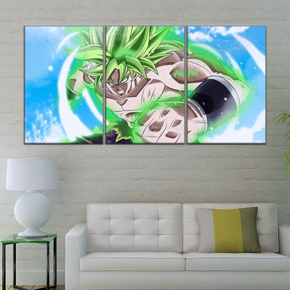 Dragon Ball Super Legendary Saiyan Broly Canvas Wall Art - 5 Piece Split Panel DBZ Anime Poster - Ready to Hang Living Room Man Cave Decor - DR5022