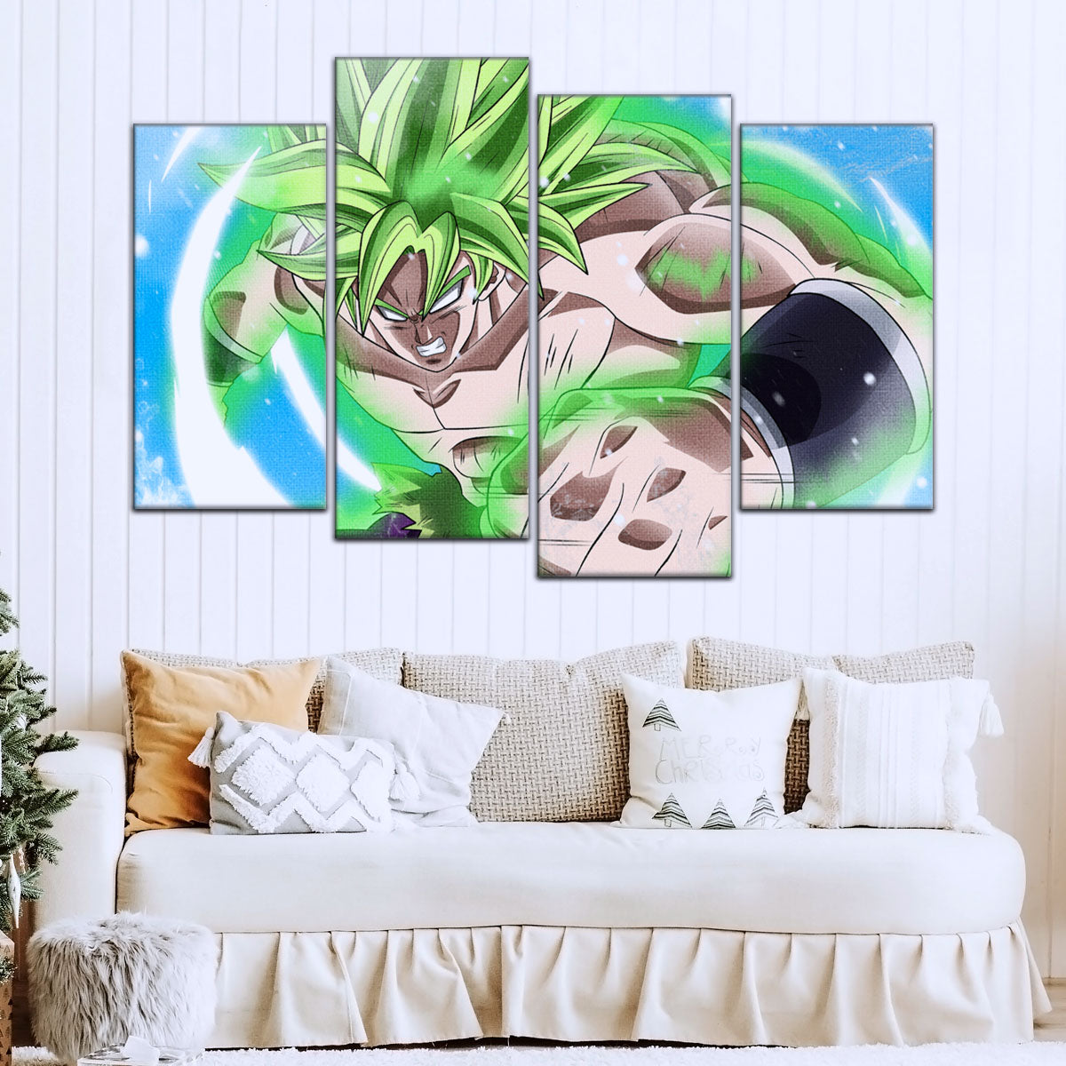 Dragon Ball Super Legendary Saiyan Broly Canvas Wall Art - 5 Piece Split Panel DBZ Anime Poster - Ready to Hang Living Room Man Cave Decor - DR5022