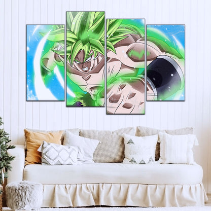 Dragon Ball Super Legendary Saiyan Broly Canvas Wall Art - 5 Piece Split Panel DBZ Anime Poster - Ready to Hang Living Room Man Cave Decor - DR5022