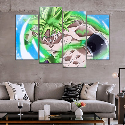 Dragon Ball Super Legendary Saiyan Broly Canvas Wall Art - 5 Piece Split Panel DBZ Anime Poster - Ready to Hang Living Room Man Cave Decor - DR5022