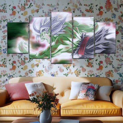 Dragon Ball Super Merged Zamasu Canvas Wall Art - 5 Piece Split Panel DBZ Anime Poster - Framed Ready to Hang Living Room Man Cave Decor - DR5137