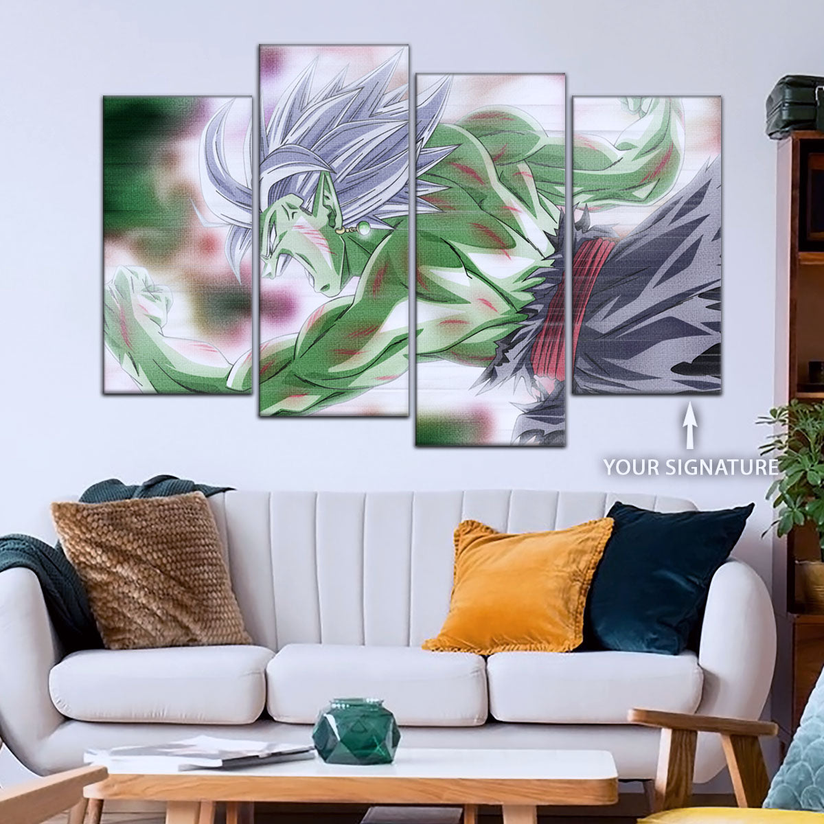 Dragon Ball Super Merged Zamasu Canvas Wall Art - 5 Piece Split Panel DBZ Anime Poster - Framed Ready to Hang Living Room Man Cave Decor - DR5137