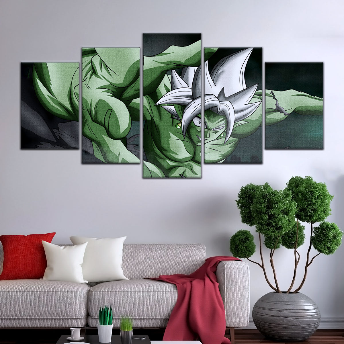 Dragon Ball Super Merged Zamasu Canvas Wall Art - 5 Piece Split Panel DBZ Anime Poster - Framed Ready to Hang Living Room Man Cave Decor - DR5139