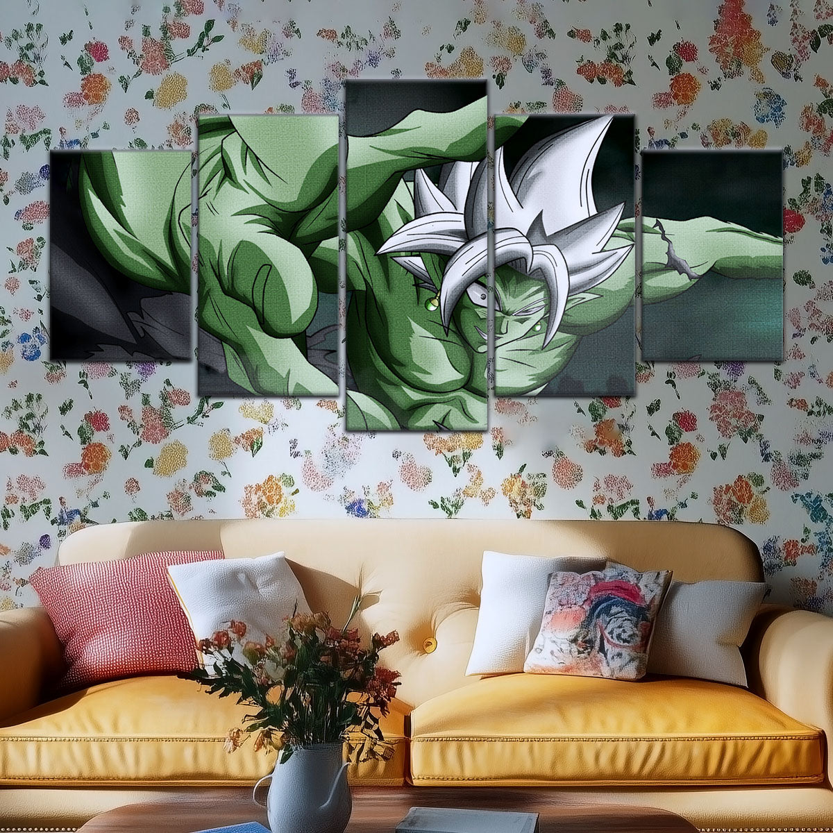 Dragon Ball Super Merged Zamasu Canvas Wall Art - 5 Piece Split Panel DBZ Anime Poster - Framed Ready to Hang Living Room Man Cave Decor - DR5139