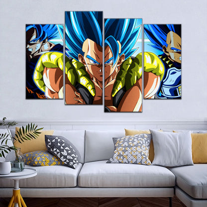 Dragon Ball Super Saiyan Blue Gogeta Canvas Wall Art - 5 Piece Split Panel DBZ Anime Poster - Framed Ready to Hang Living Room Man Cave Decor - DR5028
