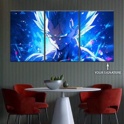 Dragon Ball Super Saiyan Blue Goku Canvas Wall Art - 5 Piece Split Panel DBZ Anime Poster - Framed Ready to Hang Living Room Man Cave Decor - DR5122