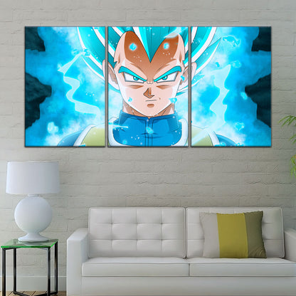 Dragon Ball Super Saiyan Blue Vegeta Canvas Wall Art - 5 Piece Split Panel DBZ Anime Poster - Framed Ready to Hang Living Room Man Cave Decor - DR5118