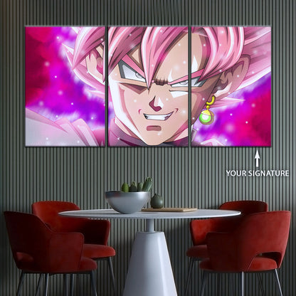 Dragon Ball Super Saiyan Rose Black Goku Canvas Wall Art - 5 Piece Split Panel DBZ Anime Poster - Ready to Hang Living Room Man Cave Decor - DR5005