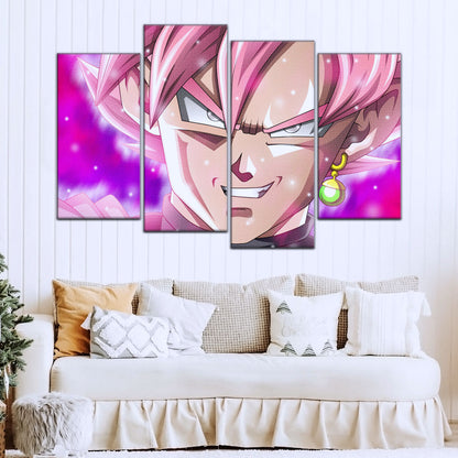 Dragon Ball Super Saiyan Rose Black Goku Canvas Wall Art - 5 Piece Split Panel DBZ Anime Poster - Ready to Hang Living Room Man Cave Decor - DR5005