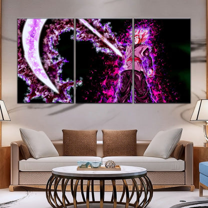 Dragon Ball Super Saiyan Rose Black Goku Canvas Wall Art - 5 Piece Split Panel DBZ Anime Poster - Ready to Hang Living Room Man Cave Decor - DR5006