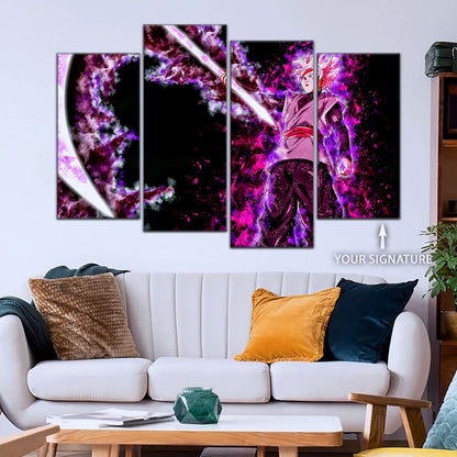 Dragon Ball Super Saiyan Rose Black Goku Canvas Wall Art - 5 Piece Split Panel DBZ Anime Poster - Ready to Hang Living Room Man Cave Decor - DR5006
