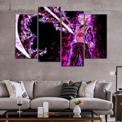Dragon Ball Super Saiyan Rose Black Goku Canvas Wall Art - 5 Piece Split Panel DBZ Anime Poster - Ready to Hang Living Room Man Cave Decor - DR5006