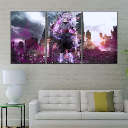 Dragon Ball Super Saiyan Rose Black Goku Canvas Wall Art - 5 Piece Split Panel DBZ Anime Poster - Ready to Hang Living Room Man Cave Decor - DR5008