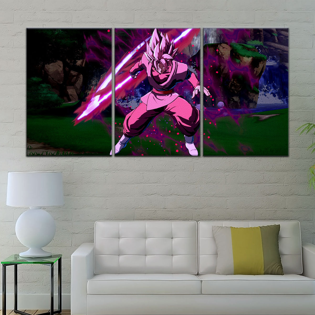 Dragon Ball Super Saiyan Rose Black Goku Canvas Wall Art - 5 Piece Split Panel DBZ Anime Poster - Ready to Hang Living Room Man Cave Decor - DR5010